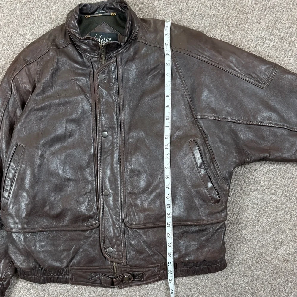 Vintage J Walden Brown Genuine Leather Bomber Jackets Men’s 40 Medium Full Zip